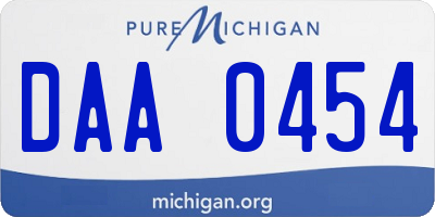 MI license plate DAA0454