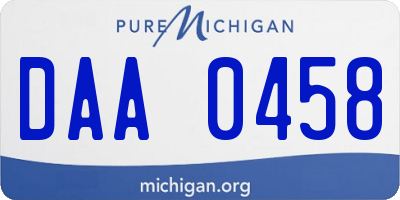 MI license plate DAA0458