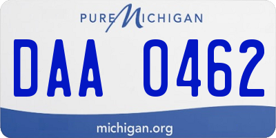 MI license plate DAA0462