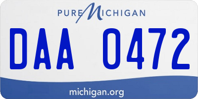 MI license plate DAA0472