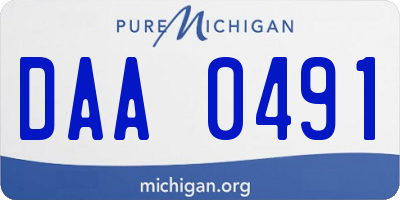 MI license plate DAA0491