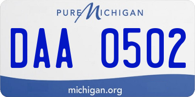 MI license plate DAA0502