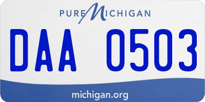 MI license plate DAA0503