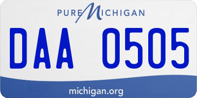 MI license plate DAA0505