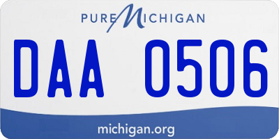 MI license plate DAA0506