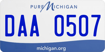 MI license plate DAA0507