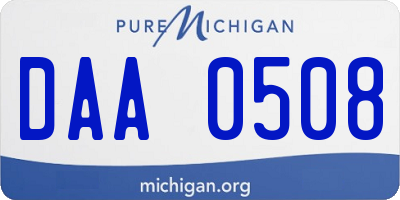 MI license plate DAA0508