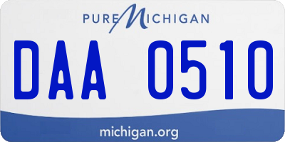 MI license plate DAA0510