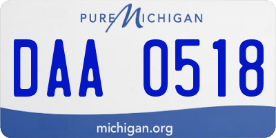MI license plate DAA0518