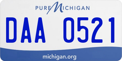 MI license plate DAA0521