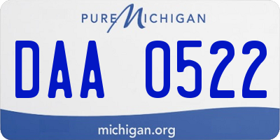 MI license plate DAA0522