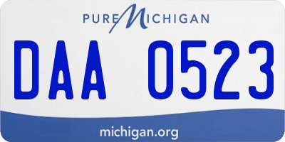 MI license plate DAA0523