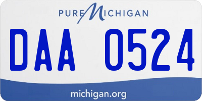 MI license plate DAA0524