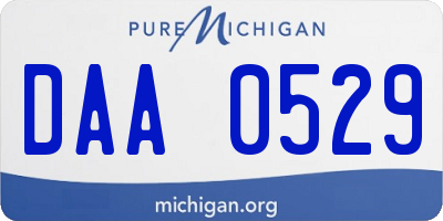 MI license plate DAA0529