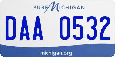 MI license plate DAA0532