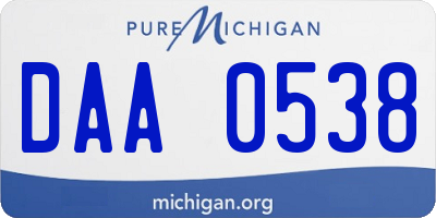 MI license plate DAA0538