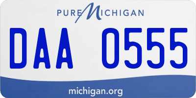 MI license plate DAA0555