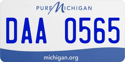 MI license plate DAA0565