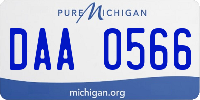 MI license plate DAA0566