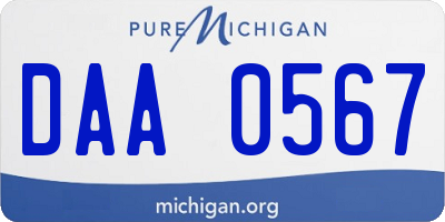 MI license plate DAA0567