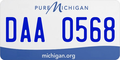 MI license plate DAA0568