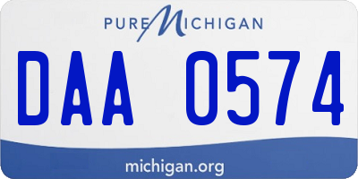 MI license plate DAA0574