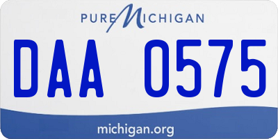 MI license plate DAA0575