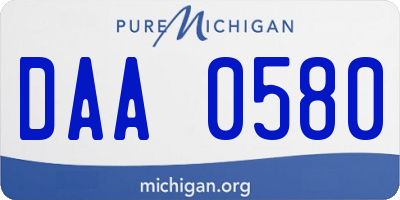 MI license plate DAA0580