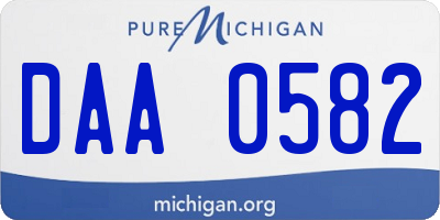 MI license plate DAA0582