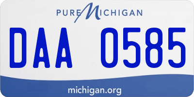 MI license plate DAA0585