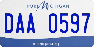 MI license plate DAA0597