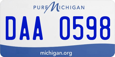 MI license plate DAA0598