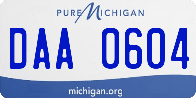 MI license plate DAA0604