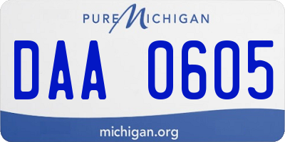MI license plate DAA0605