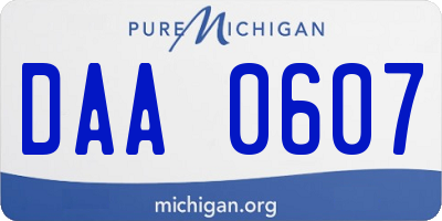 MI license plate DAA0607