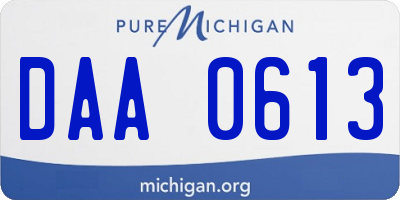 MI license plate DAA0613