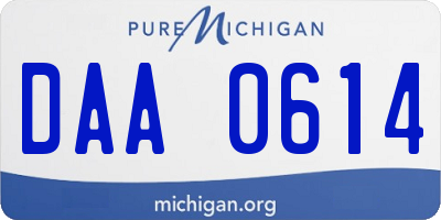 MI license plate DAA0614