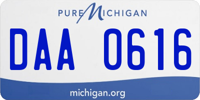 MI license plate DAA0616