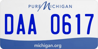 MI license plate DAA0617
