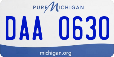 MI license plate DAA0630