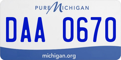 MI license plate DAA0670