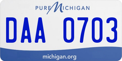 MI license plate DAA0703