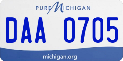 MI license plate DAA0705
