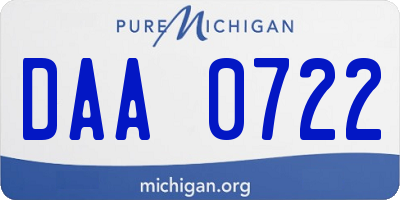 MI license plate DAA0722