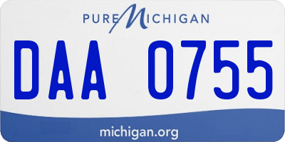 MI license plate DAA0755