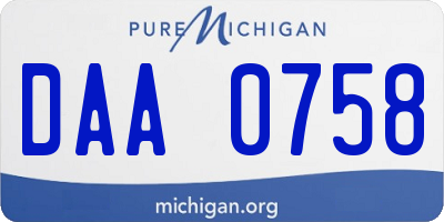 MI license plate DAA0758