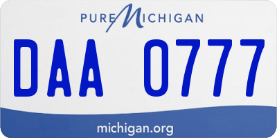 MI license plate DAA0777