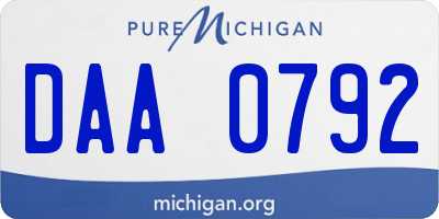 MI license plate DAA0792