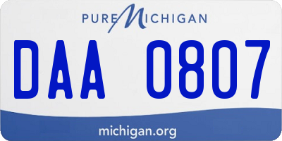MI license plate DAA0807