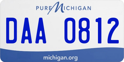 MI license plate DAA0812